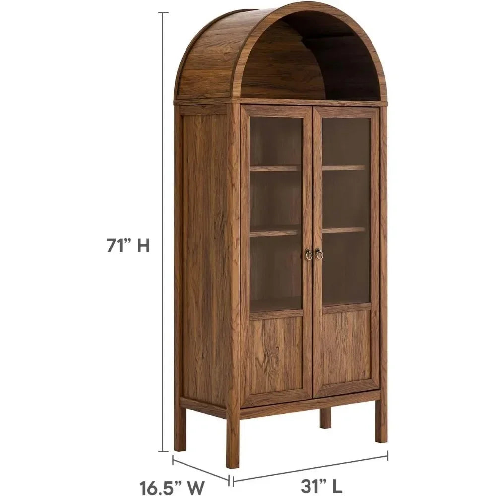 Guangbai Tall Arched Storage Display Cabinet Solid Wood