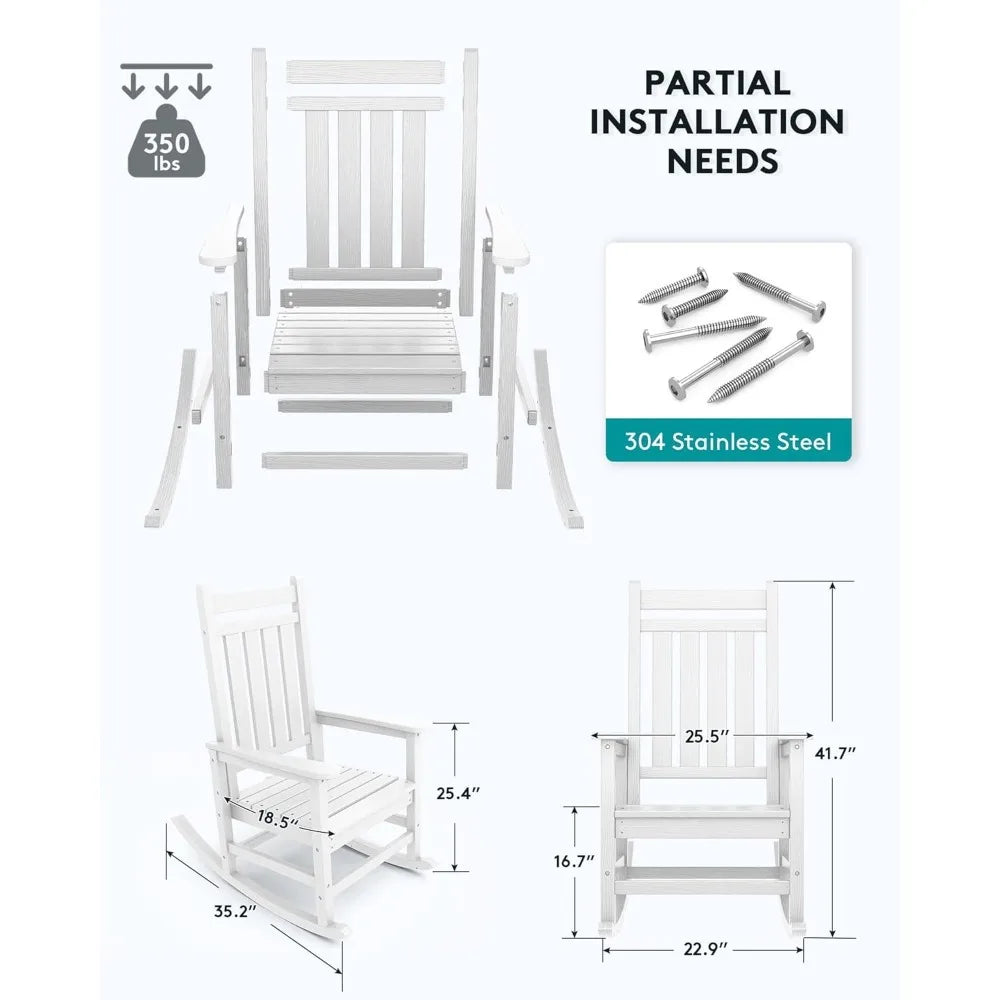 Angduo Outdoor Rocking Chair HDPE All Weather Porch Rocker