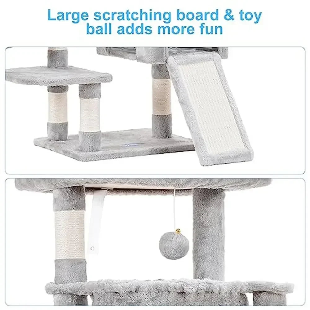 XMSJ Indoor Cat Tree Tower With Padded Bed And Hammocks