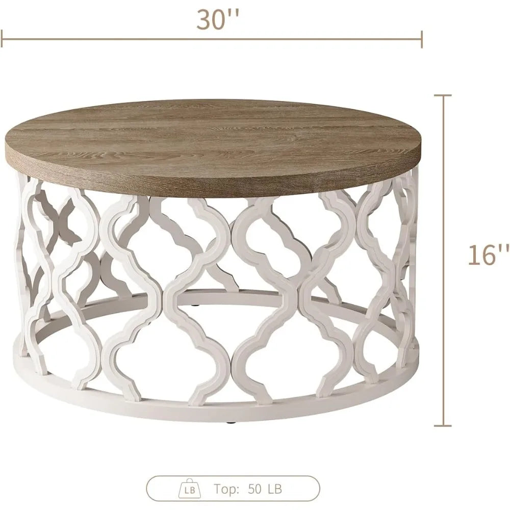 Hign-concerned Boho French Country Round Coffee Table