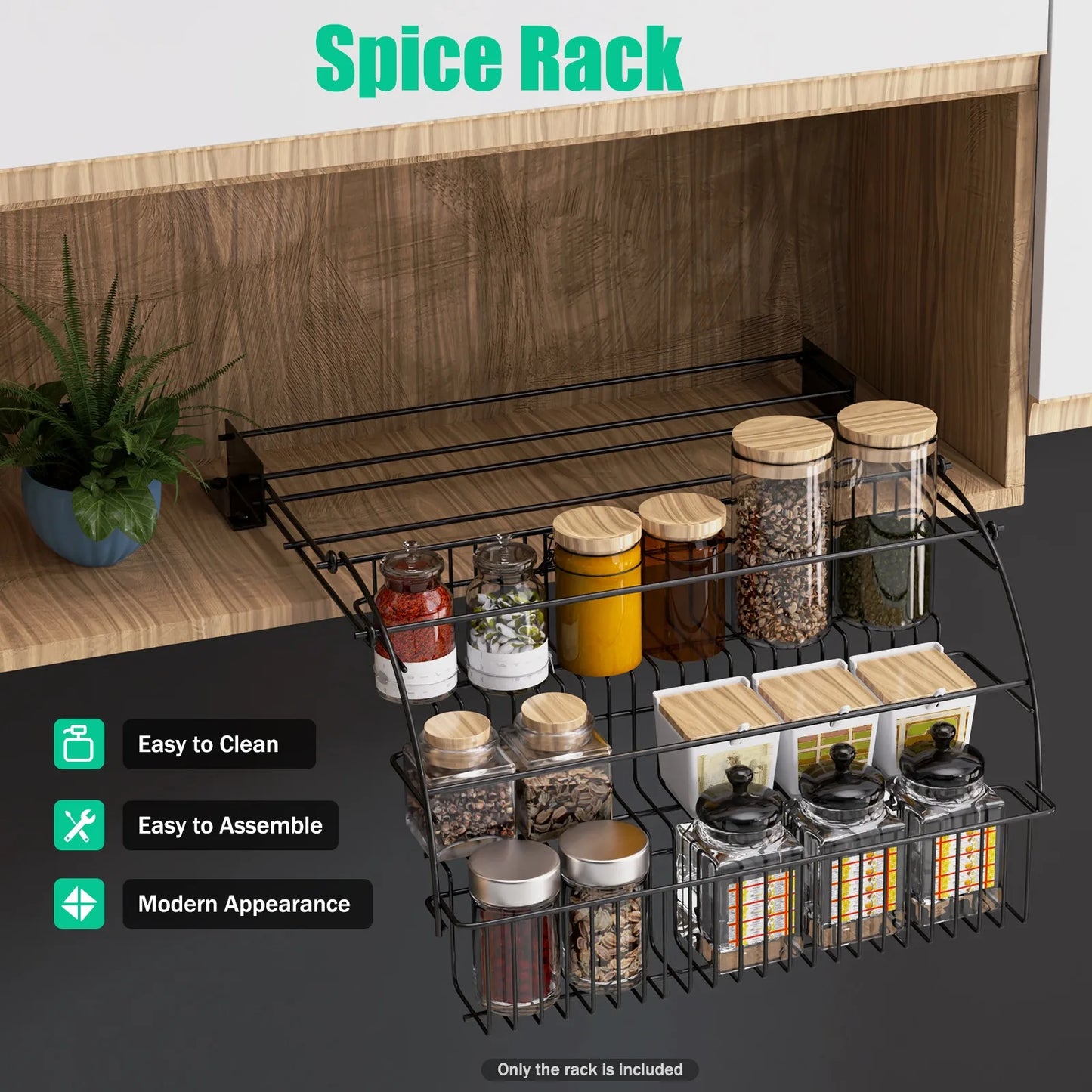 Bymaocar 3 Tier Office Kitchen Spice Rack Telescopic