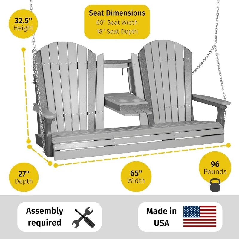 Hign-concerned Adirondack Hanging Porch Swing Flip Console