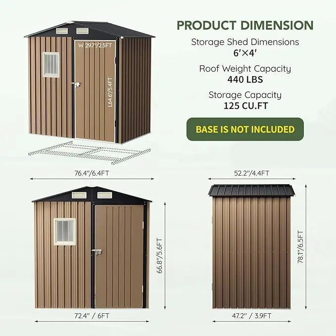 ZHUXIANG Outdoor Metal Storage Shed With Single Door Clear Window