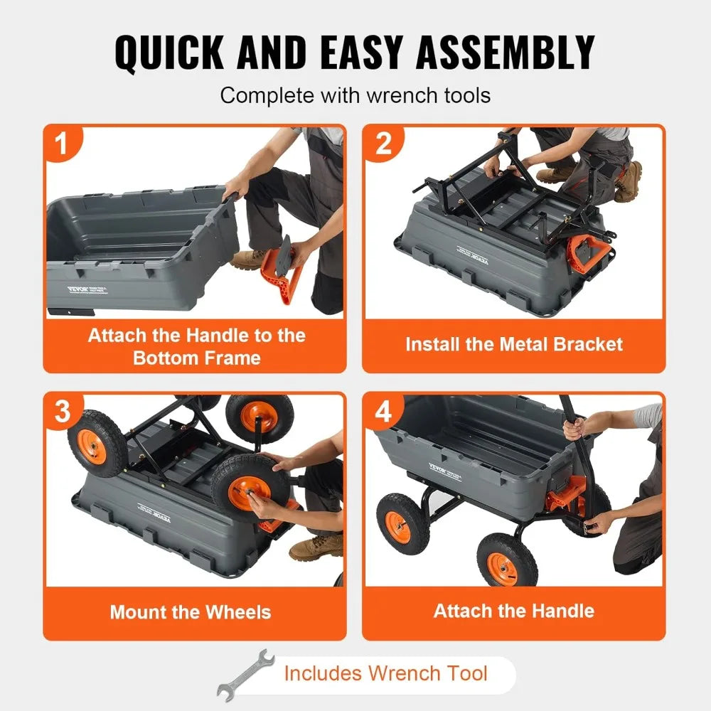 XMSJ 1200 Pound Garden Tipping Cart With Durable Handle