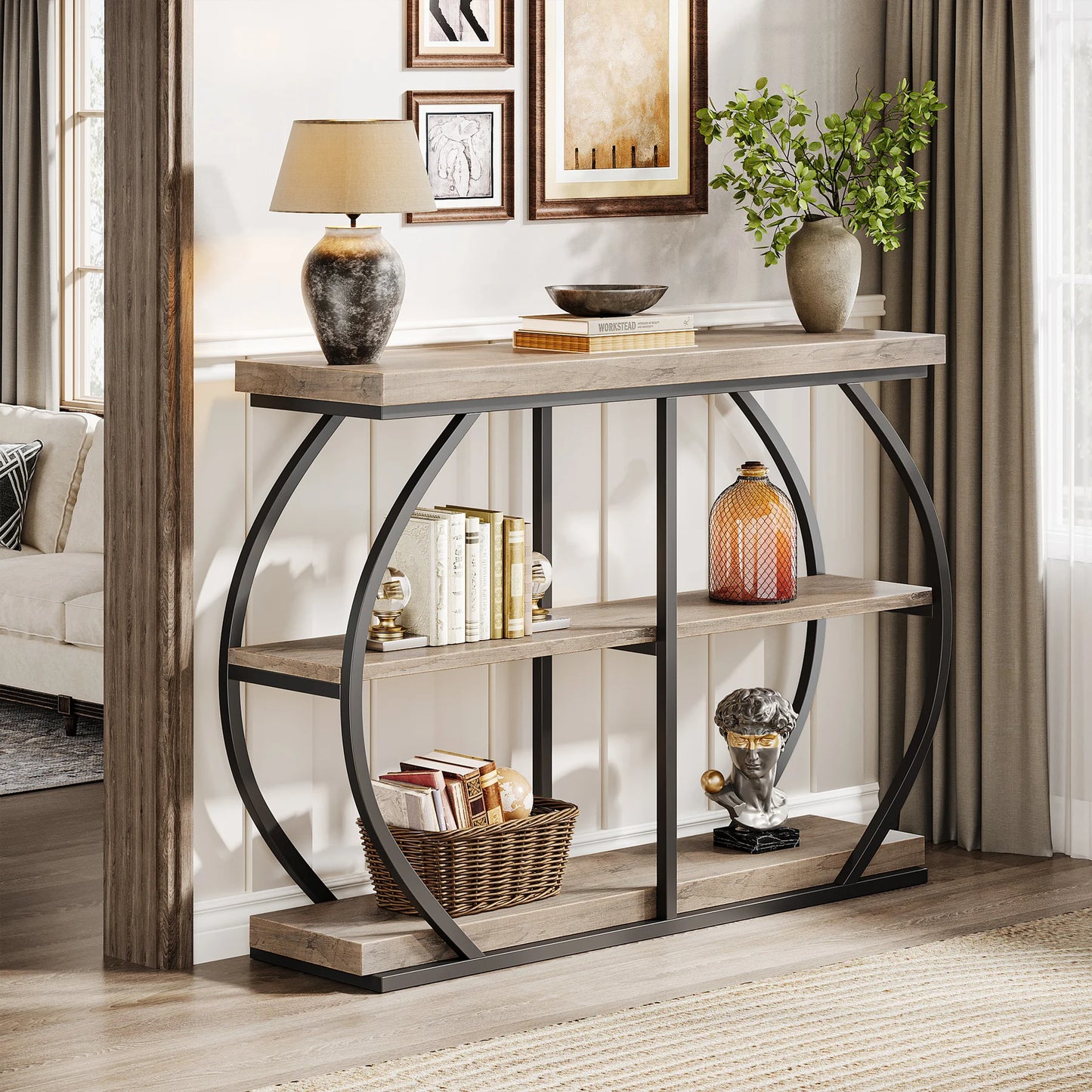 Tribesigns Industrial Console Table With Arched Frame