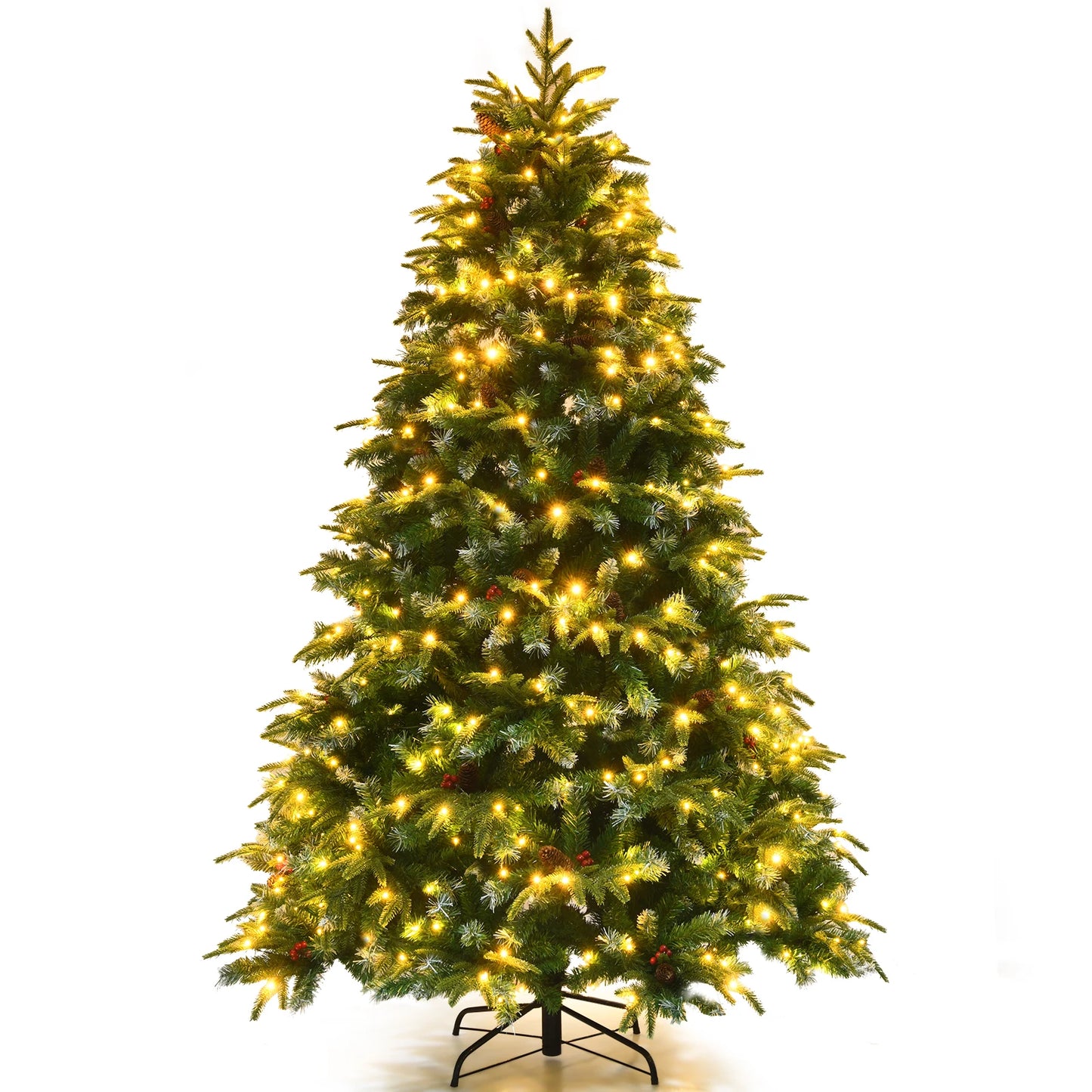 LIFEZEALE Pre Lit Artificial Christmas Tree Realistic Snowy Pine