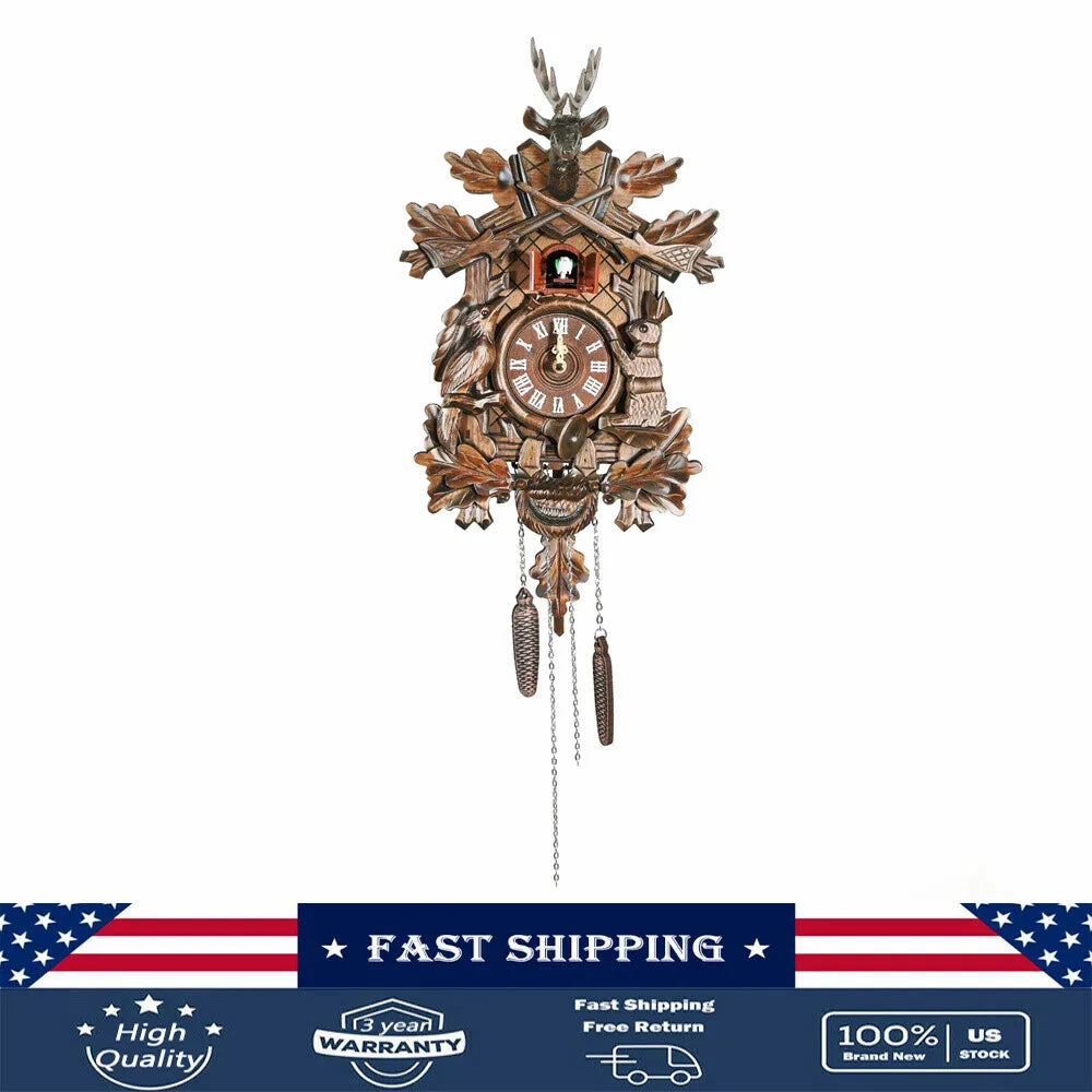 Hign Concerned Wooden Hunter Wall Clock German Black Forest