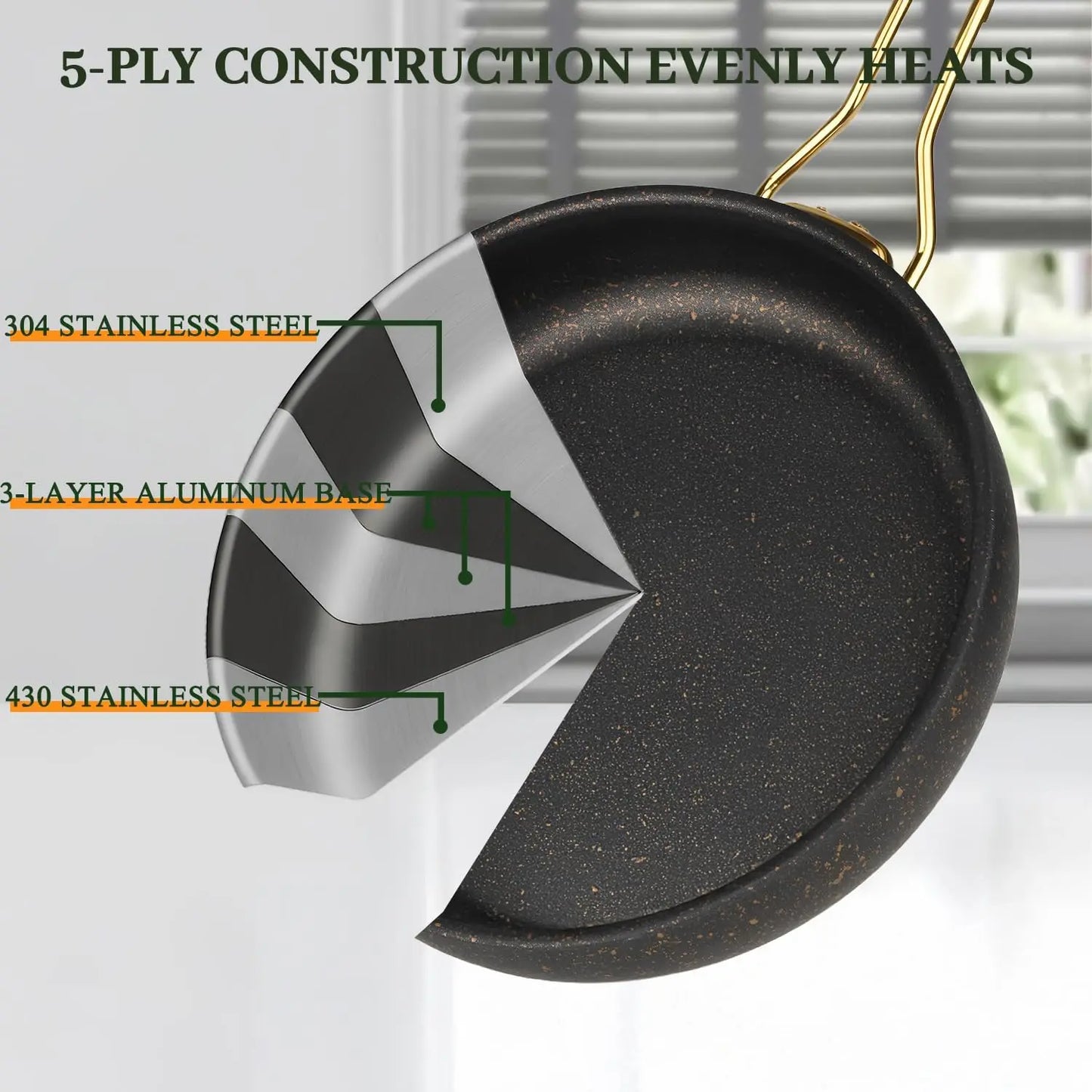 Five Ply Stainless Steel Cookware Set Induction Compatible