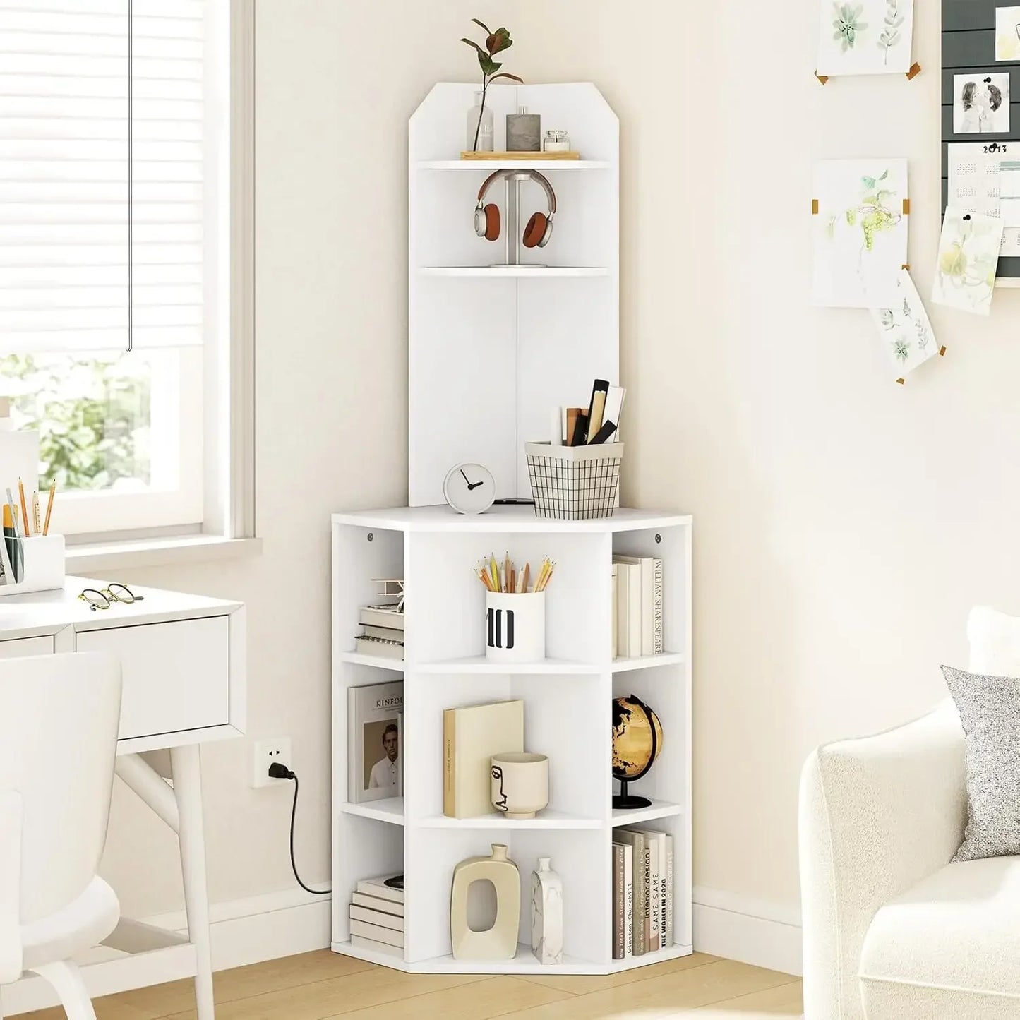 Charge Unit Corner Shelf With Charging USB Ports Outlets