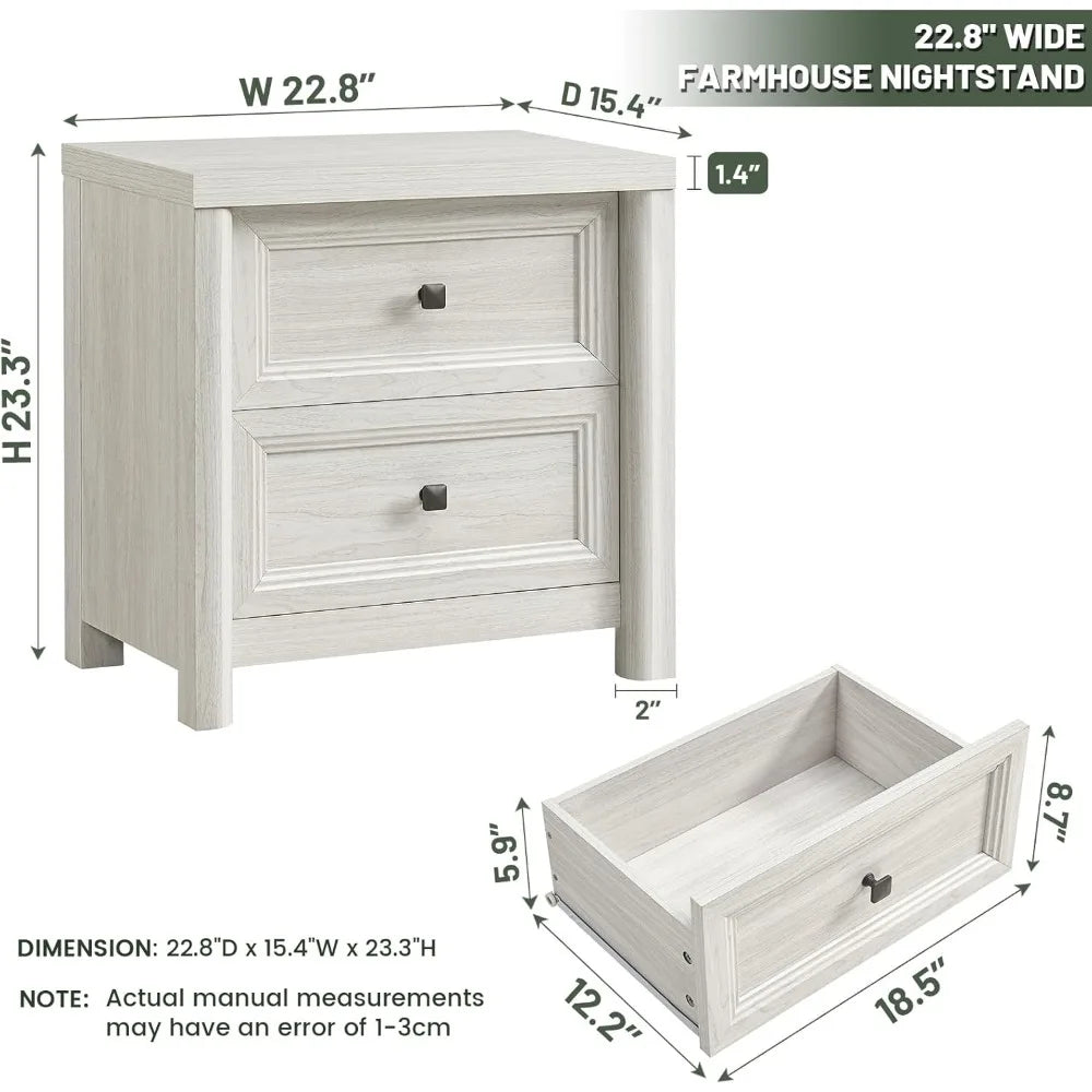 XUYUAN Farmhouse Night Stands Set of 2 with Drawers