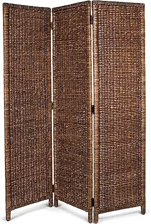 3 Panel Seagrass Room Divider Handwoven Abaca Privacy