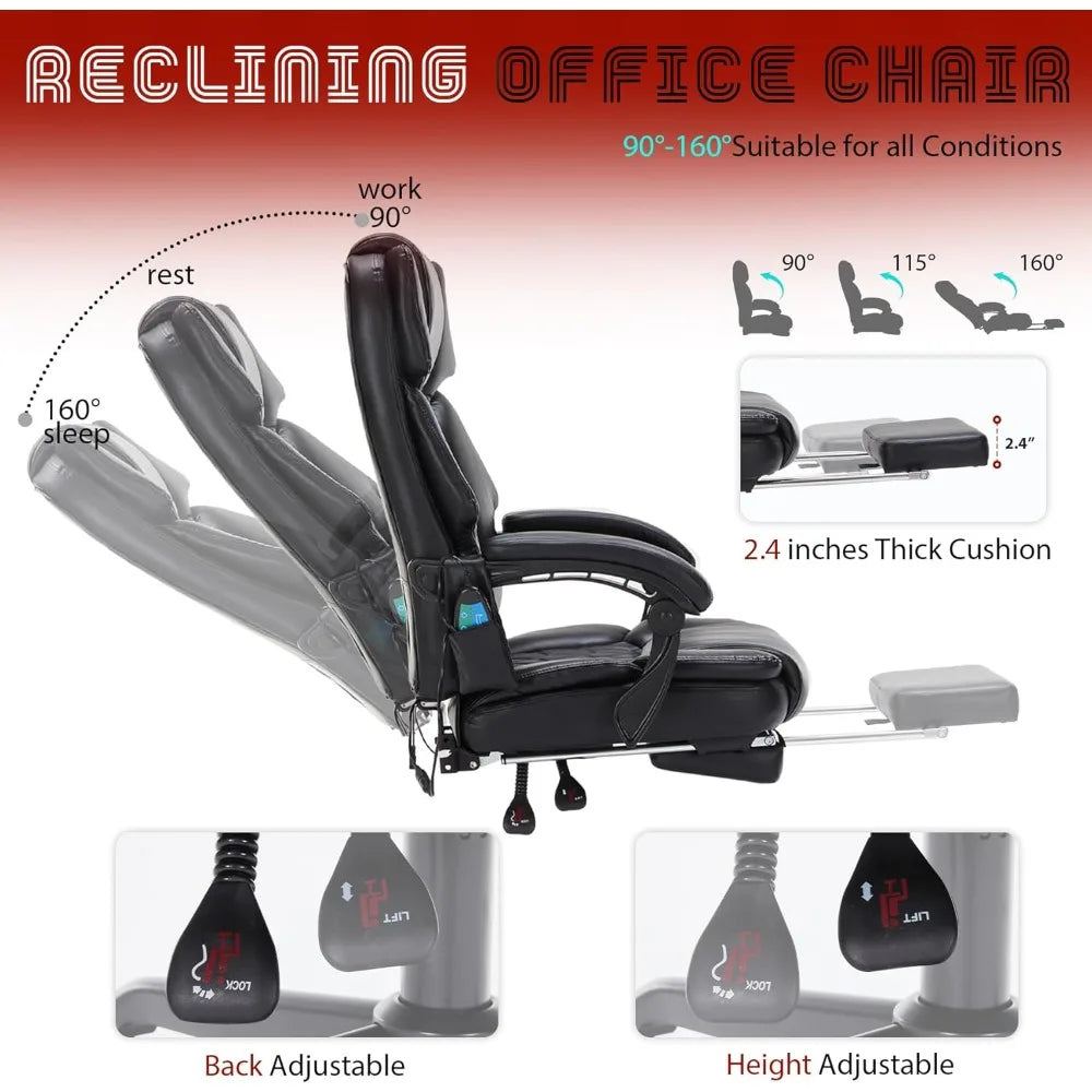 AngDuo 6 Point Massage Office Chair With Heat And Foot Rest