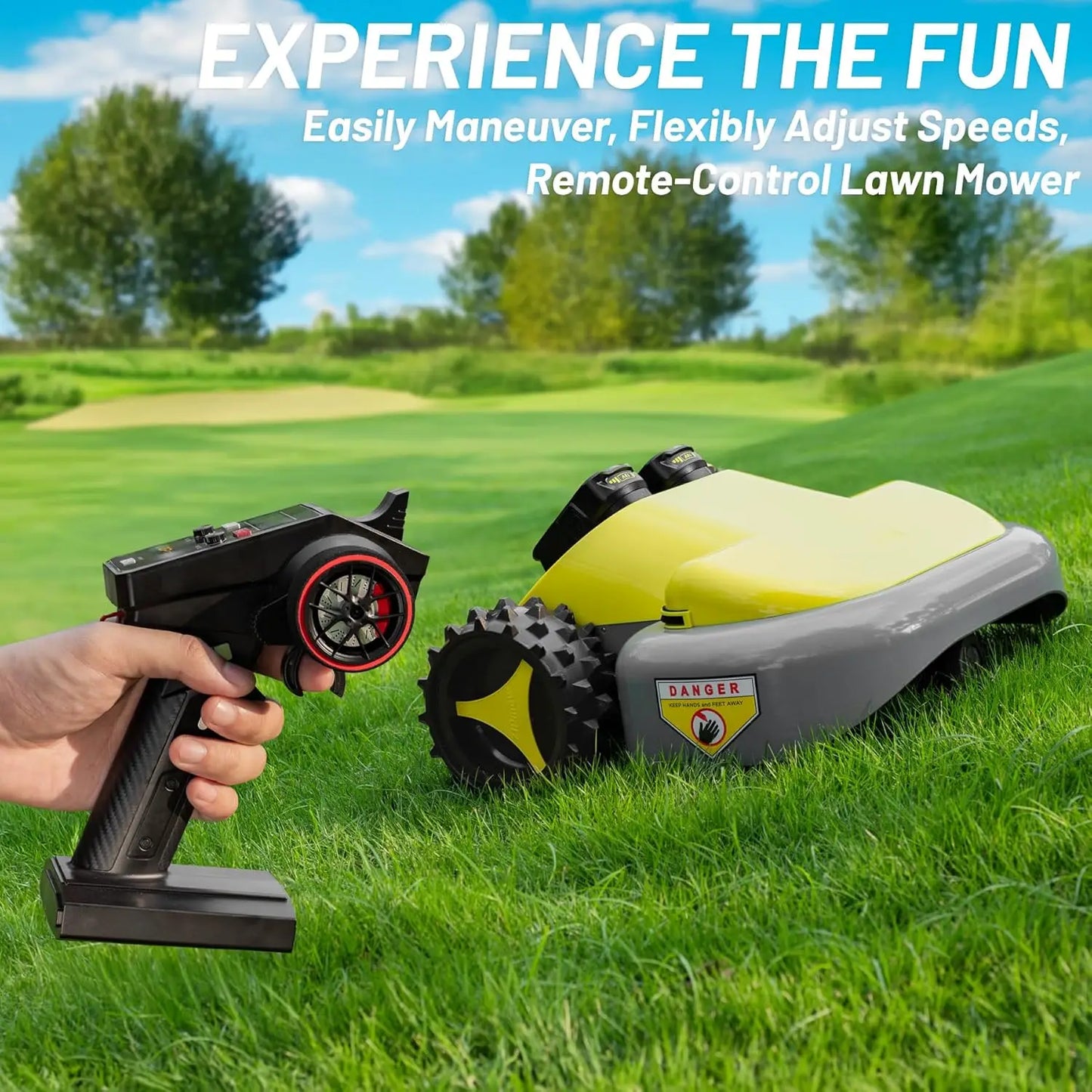XMSJ Remote Control Lawn Mower Battery Powered Electric