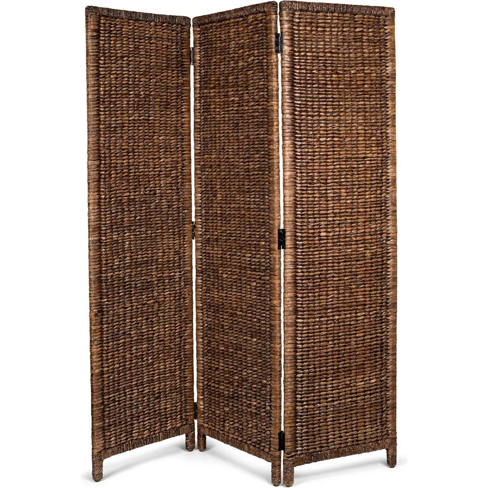 3 Panel Seagrass Room Divider Handwoven Abaca Privacy
