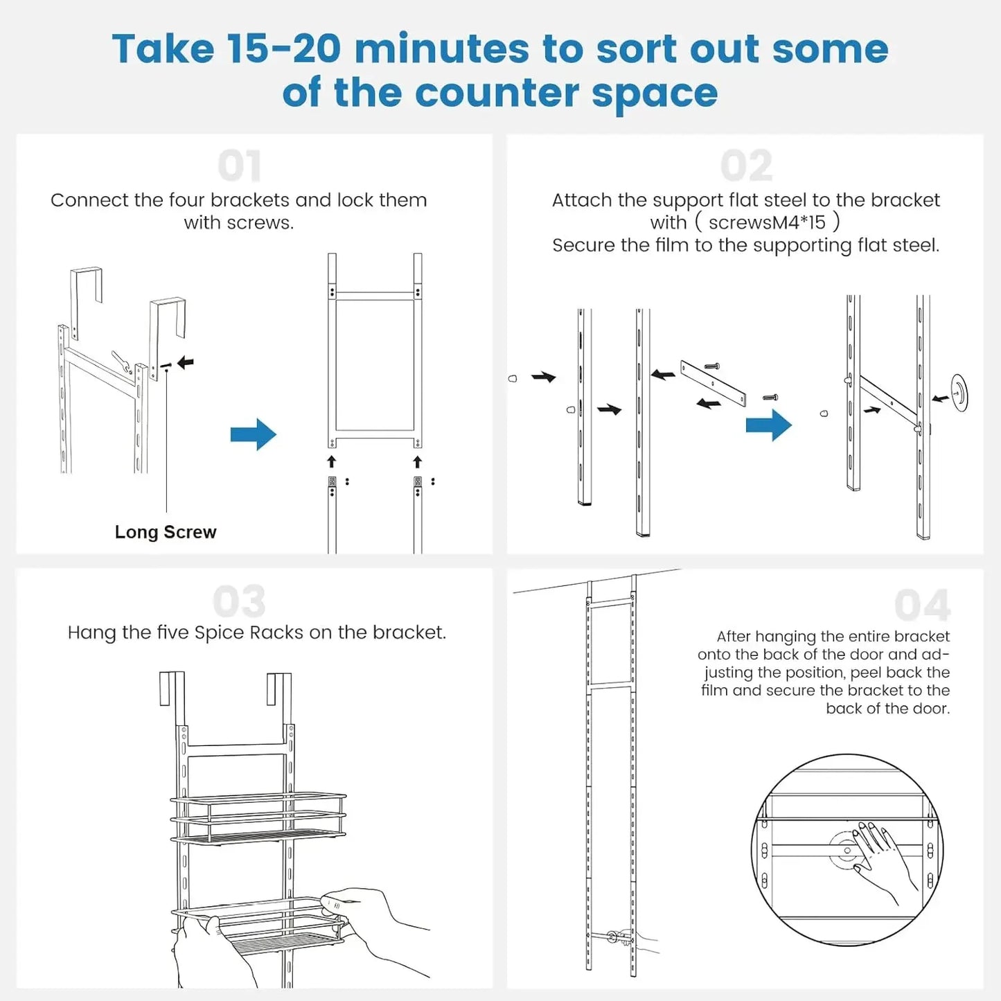 XMSJ 8-Tier Over The Door Pantry Organizer For Kitchen Cabinets