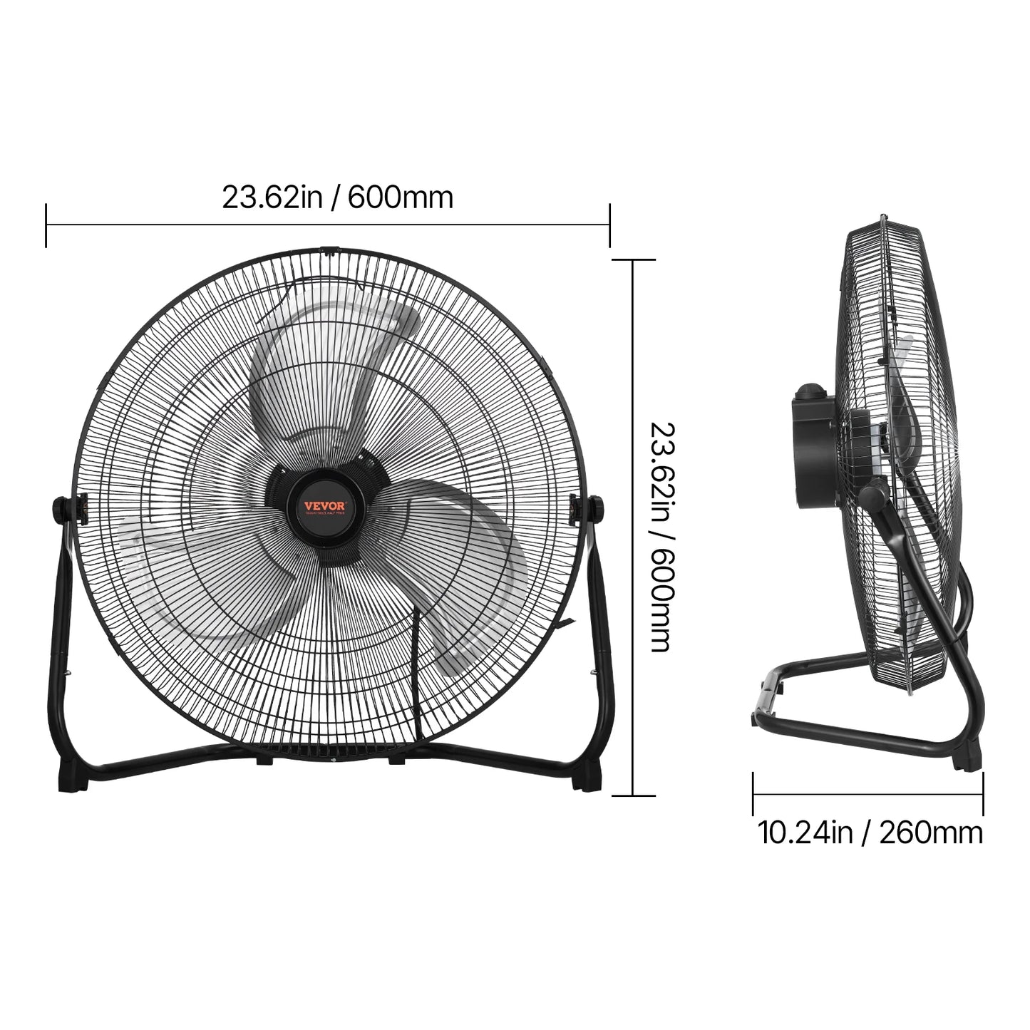VEVOR Industrial Floor Fan 3 Speed High Velocity 4800 CFM