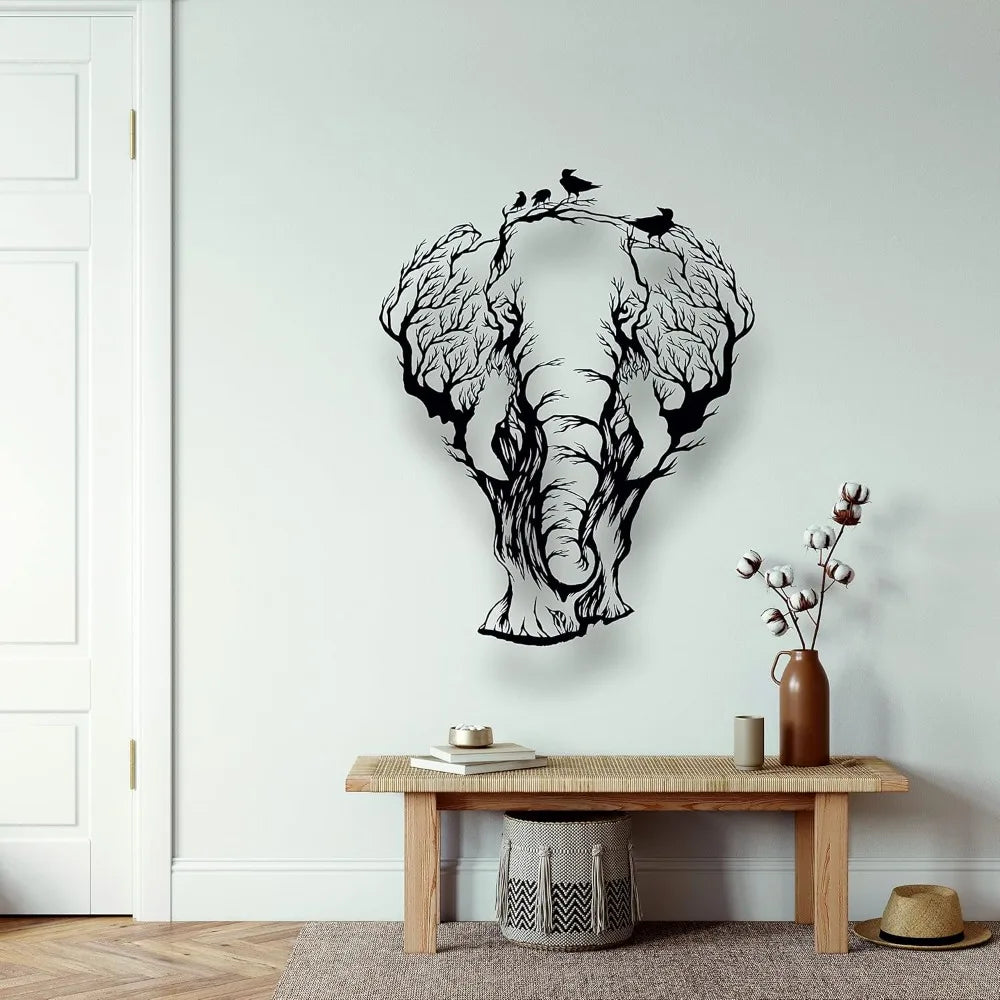 XMSJHign-concerned Geometric Metal Elephant Wall Decor