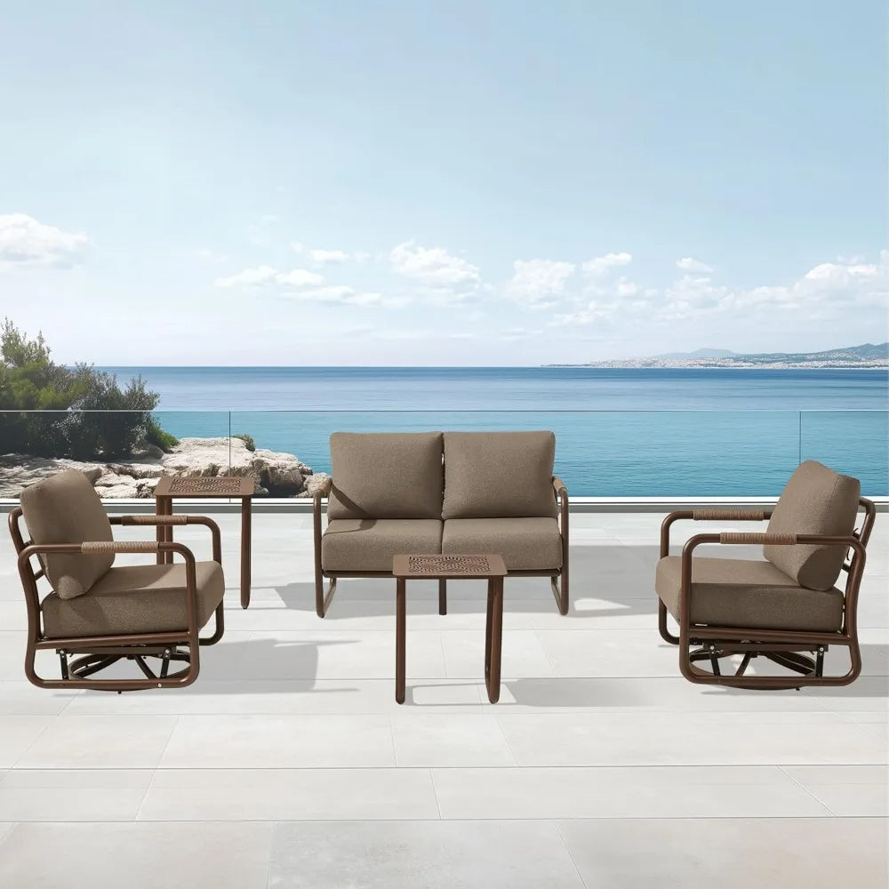 Outdoor Aluminum Patio Furniture Set With Conversation Sofa