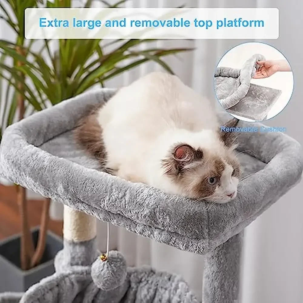 XMSJ Indoor Cat Tree Tower With Padded Bed And Hammocks