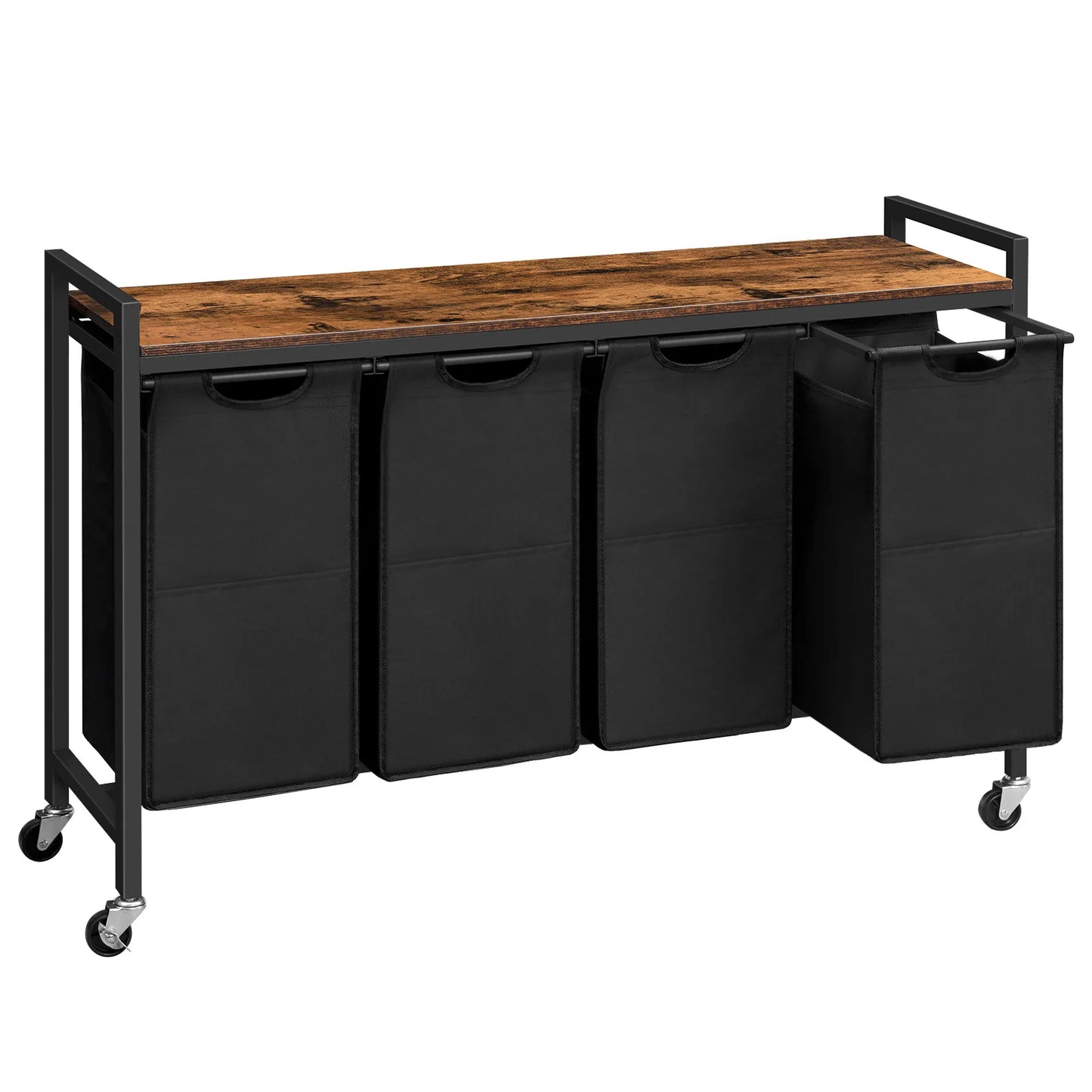 HOOBRO Rolling Laundry Sorter 4 Section Hamper with Wheels