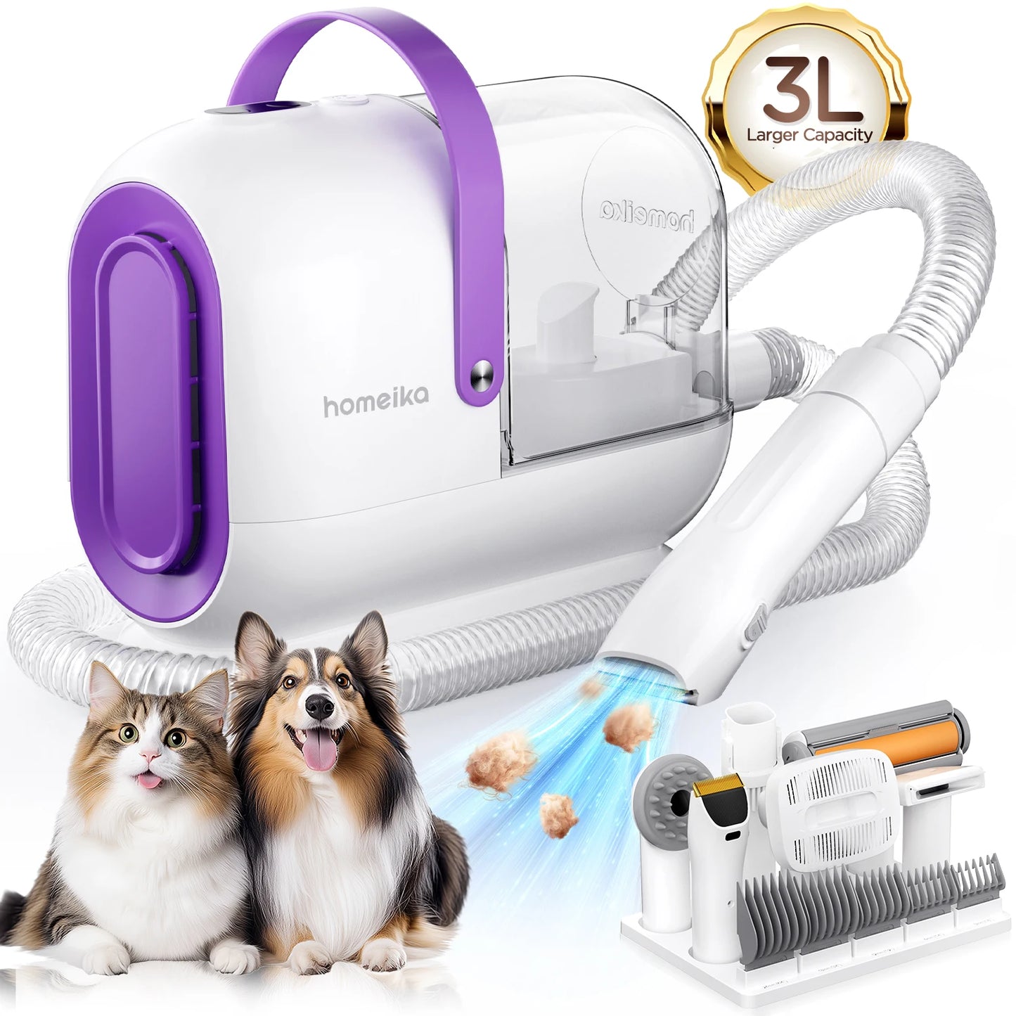 Homeika Dog Grooming Kit Vacuum With 99 Percent Pet Hair