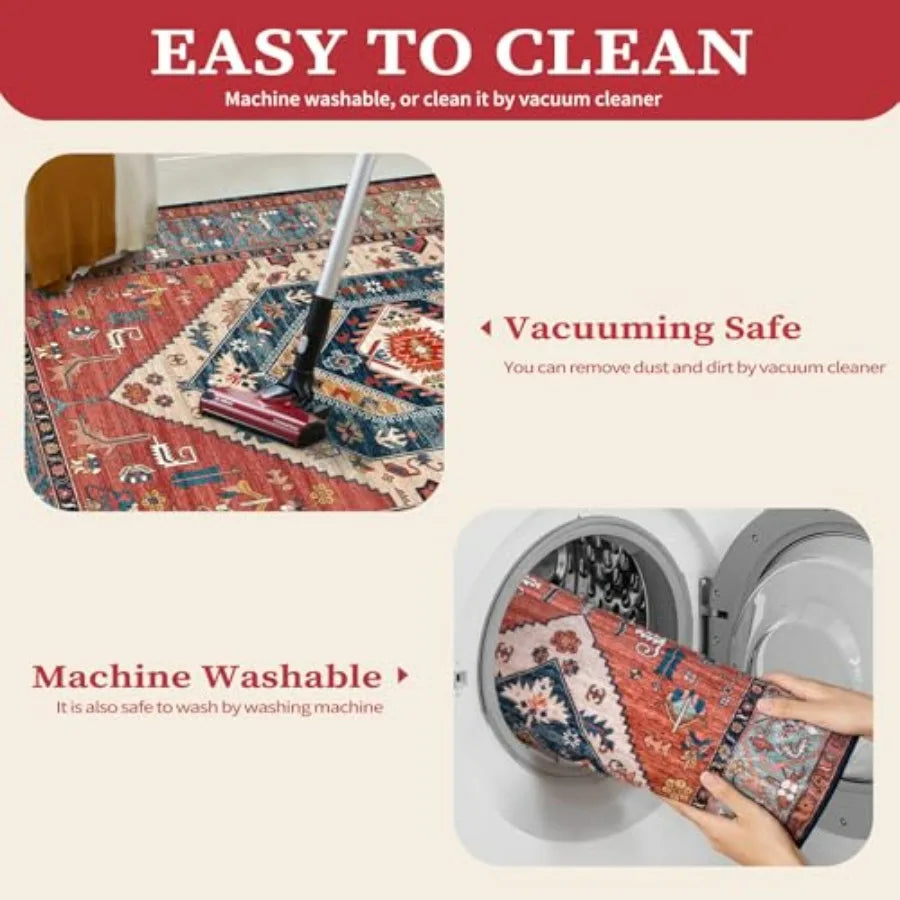 Hign-concerned Washable Area Rug Boho Geometric Non Slip