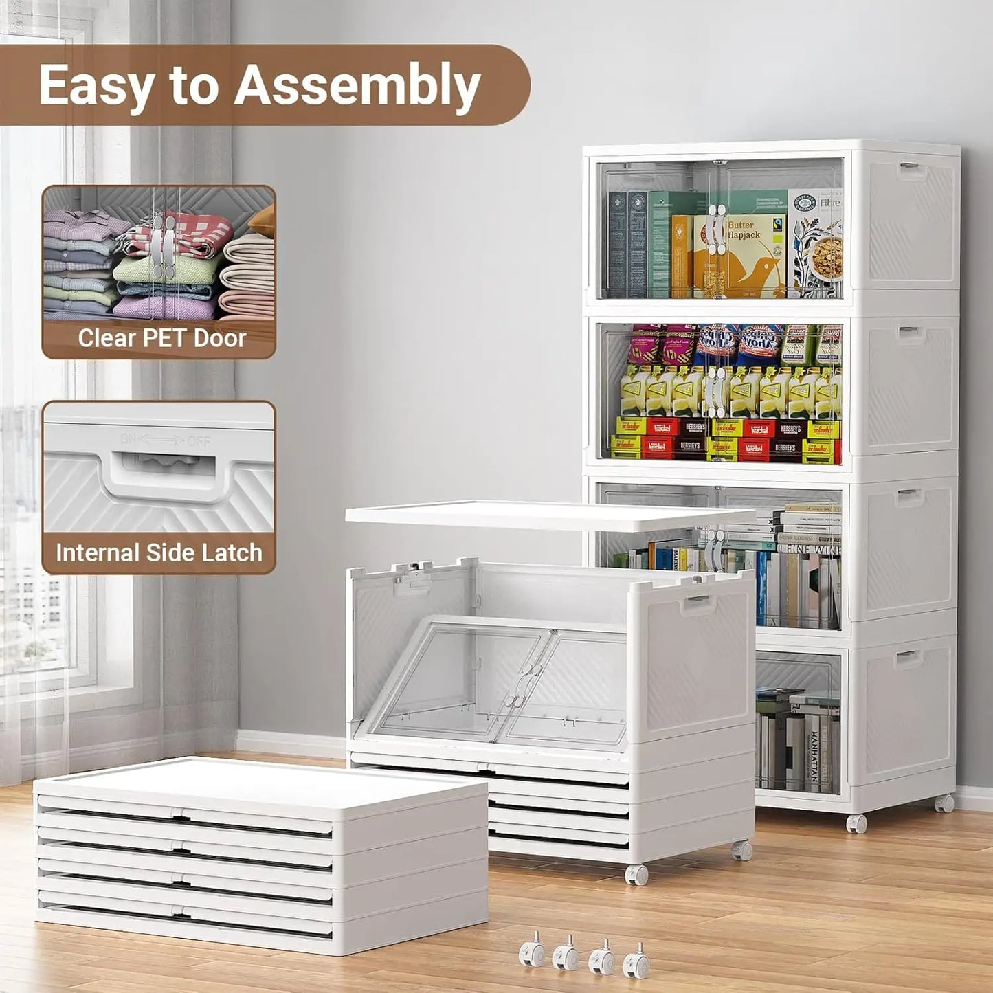 XMSJ Stackable Storage Bins With Lid for Closet Organizers