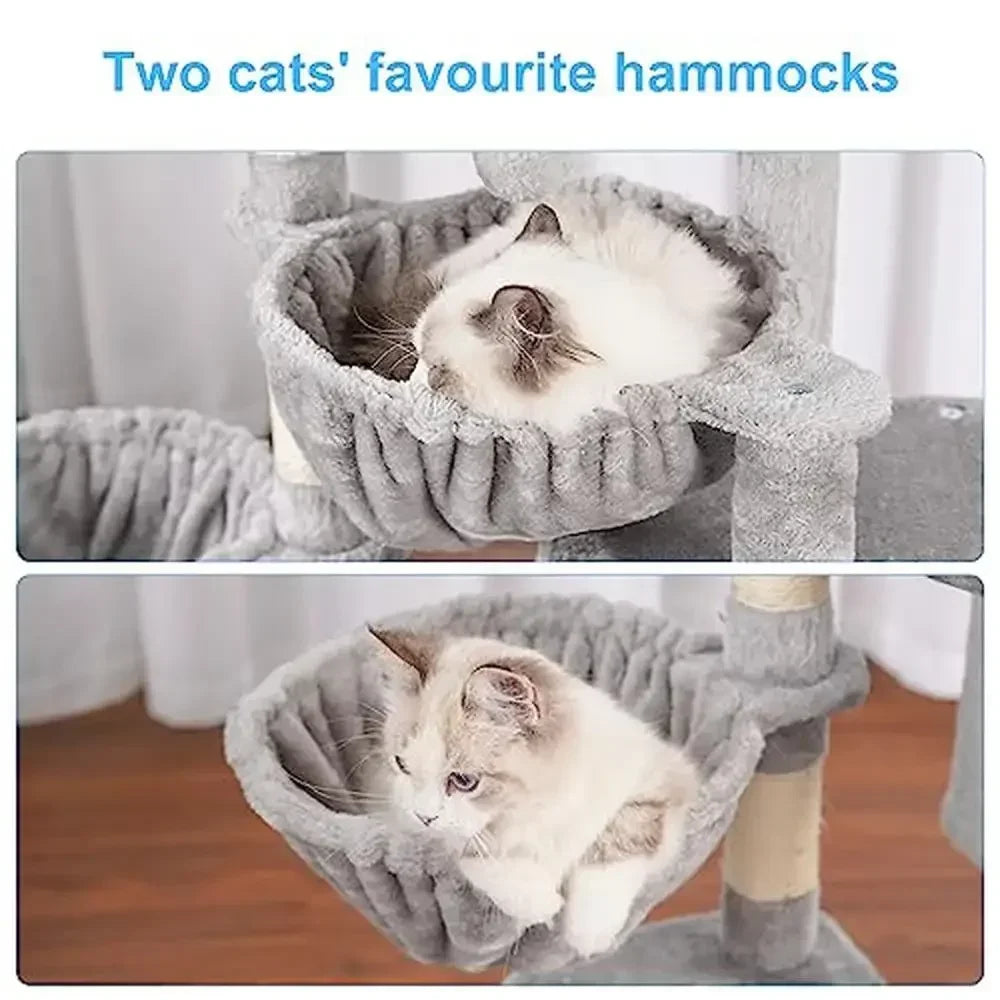 XMSJ Indoor Cat Tree Tower With Padded Bed And Hammocks