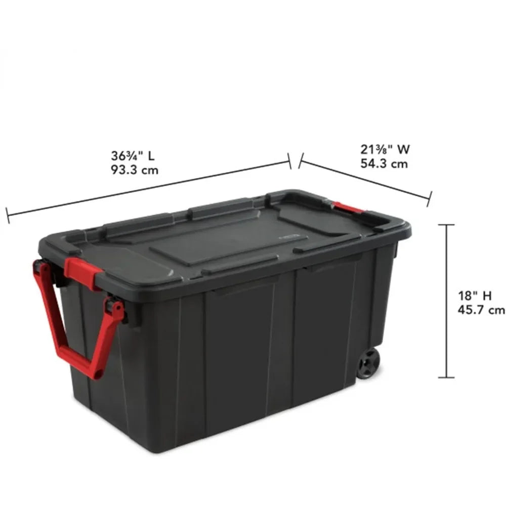 Industrial Wheeled Stackable Storage Totes With Lids