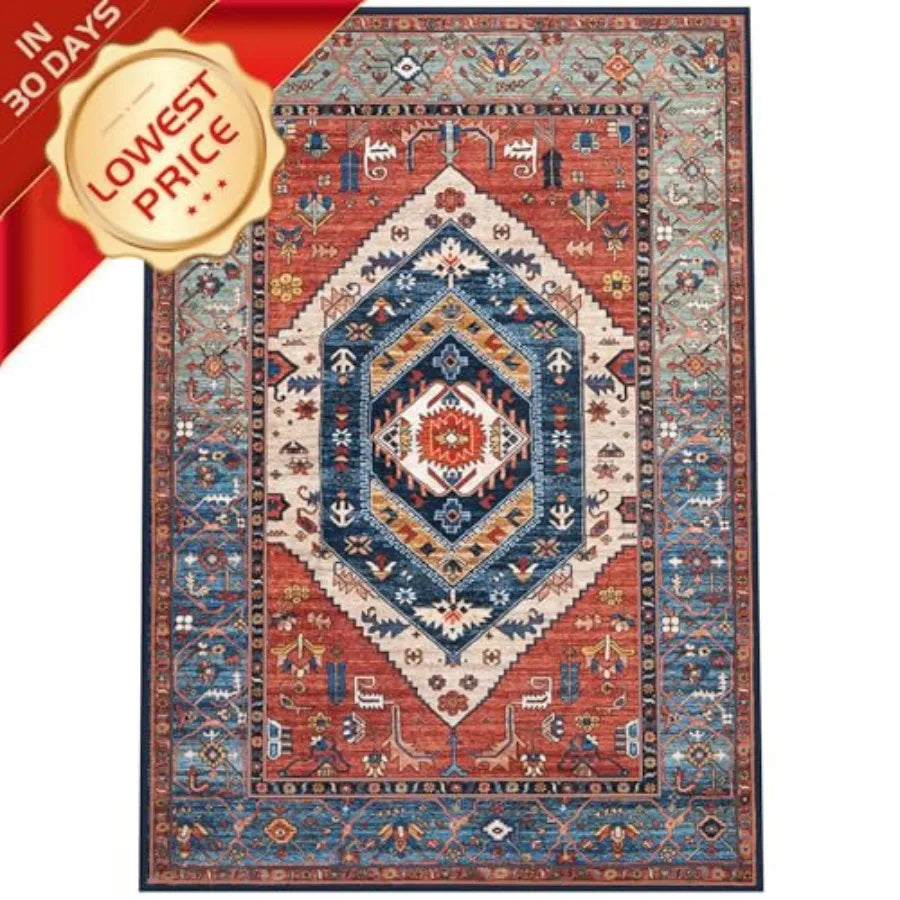 Hign-concerned Washable Area Rug Boho Geometric Non Slip