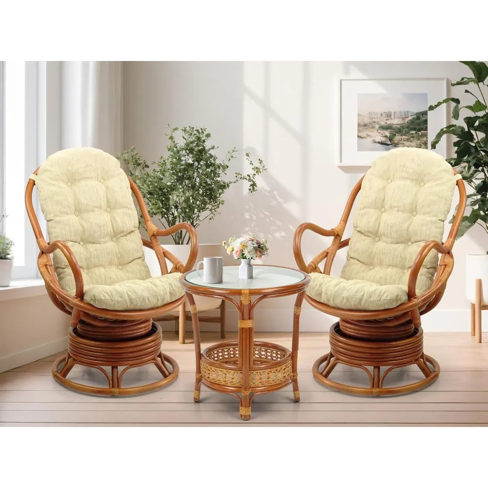 DAFIFY Java Lounge Swivel Rocking Chair Rattan Colonial