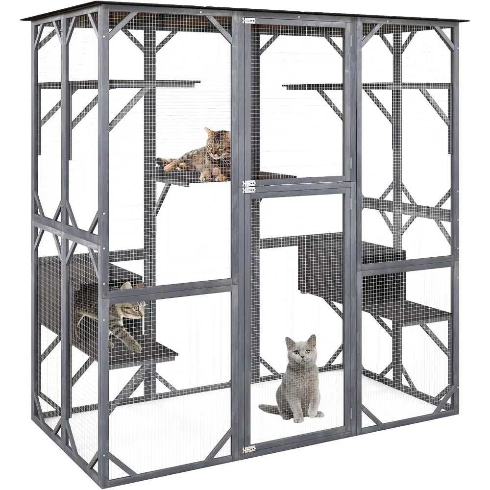 Hign Concerned Outdoor Cat Enclosure Weatherproof Wood Cage