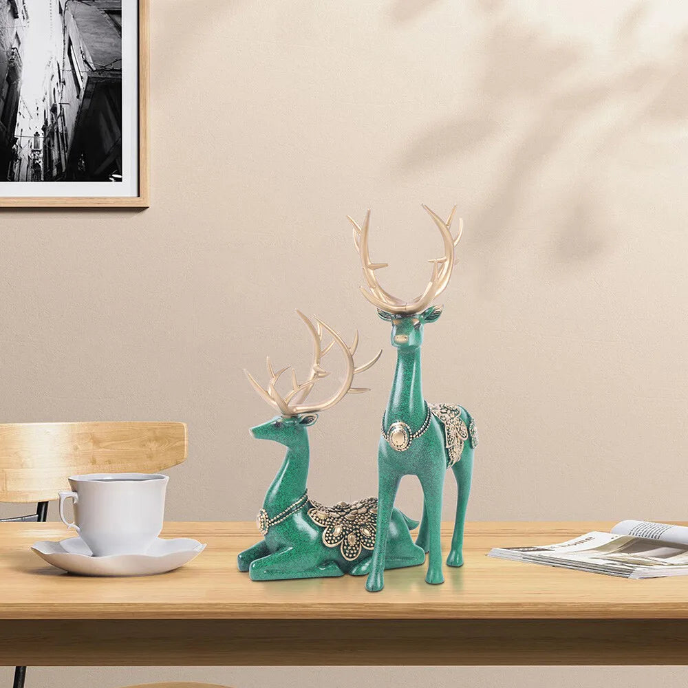 Hign Concerned Deer Tabletop Statue Figurine Reindeer Decor