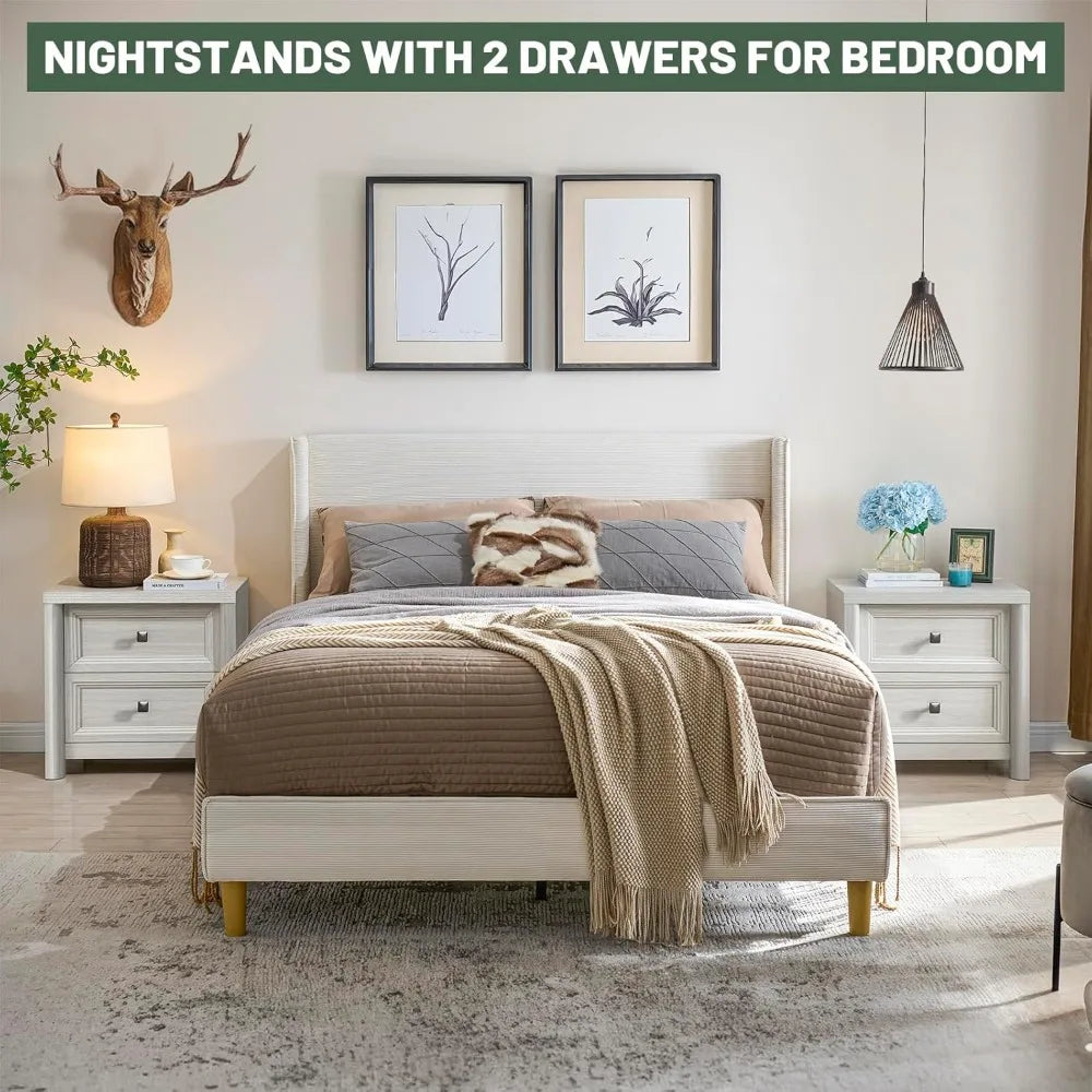 XUYUAN Farmhouse Night Stands Set of 2 with Drawers