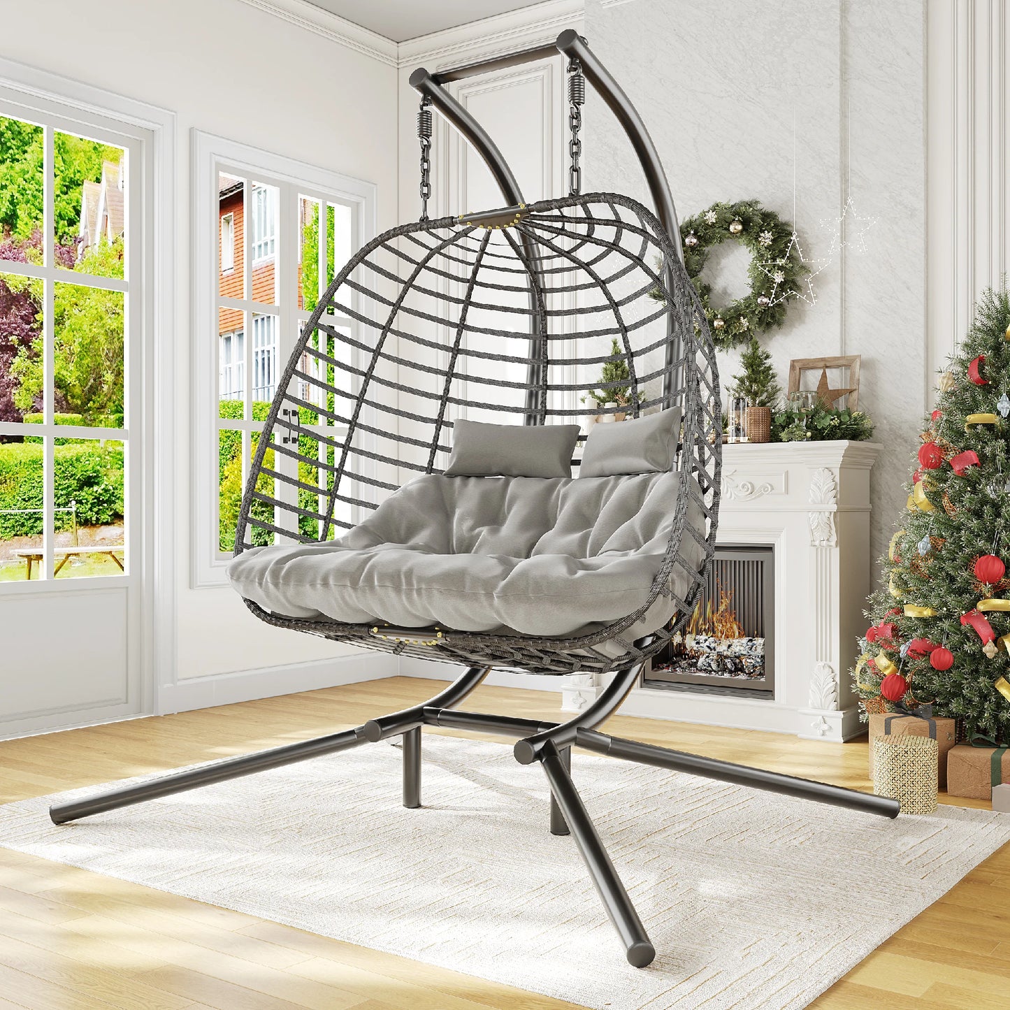 General JDPAG Double Hanging Egg Chair With Stand Hammock