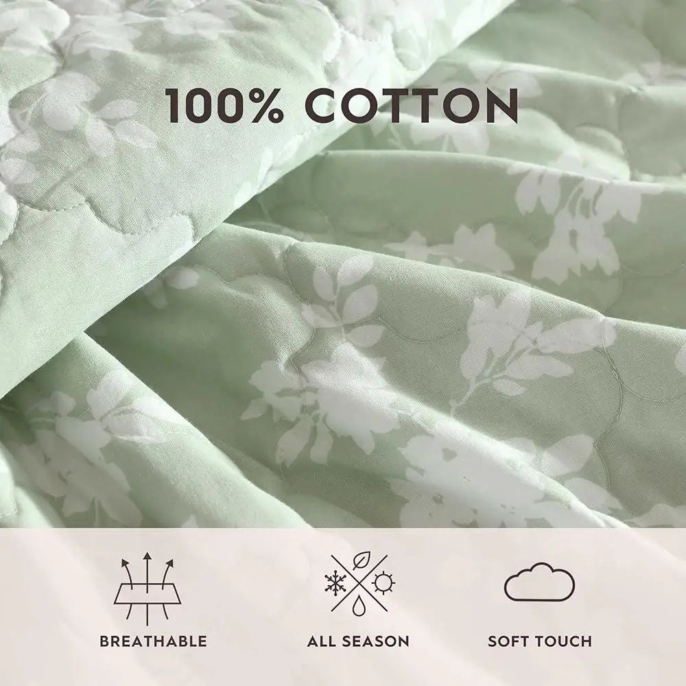 DUTRIEUX Cotton Quilt Set With Shams Floral Design Decor