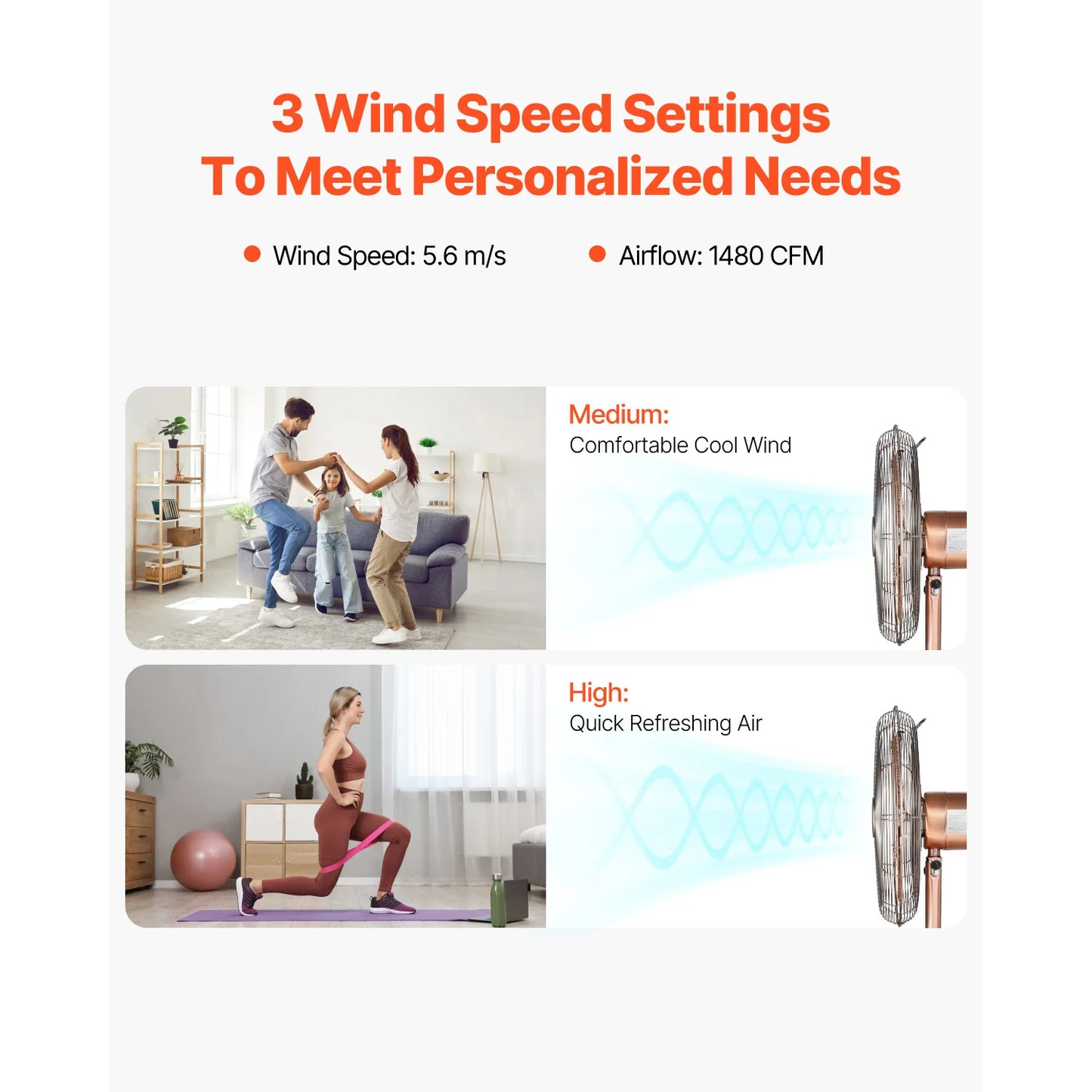 SucceBuy Pedestal Fan Oscillating 75 Degree 3 Speed
