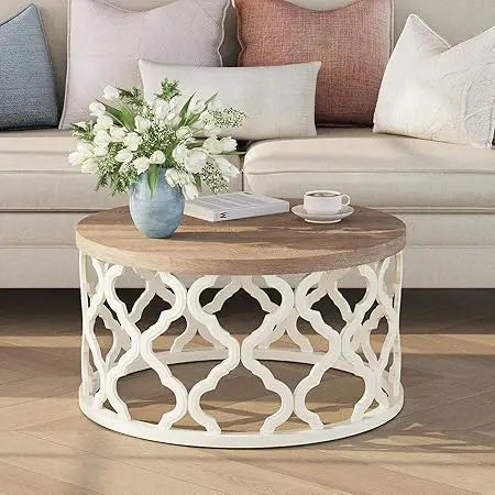 Hign-concerned Boho French Country Round Coffee Table