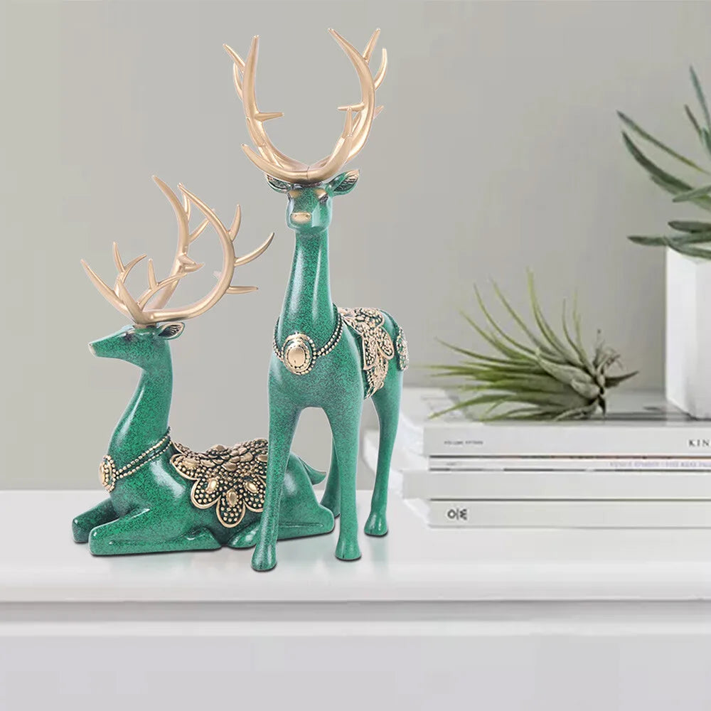 Hign Concerned Deer Tabletop Statue Figurine Reindeer Decor