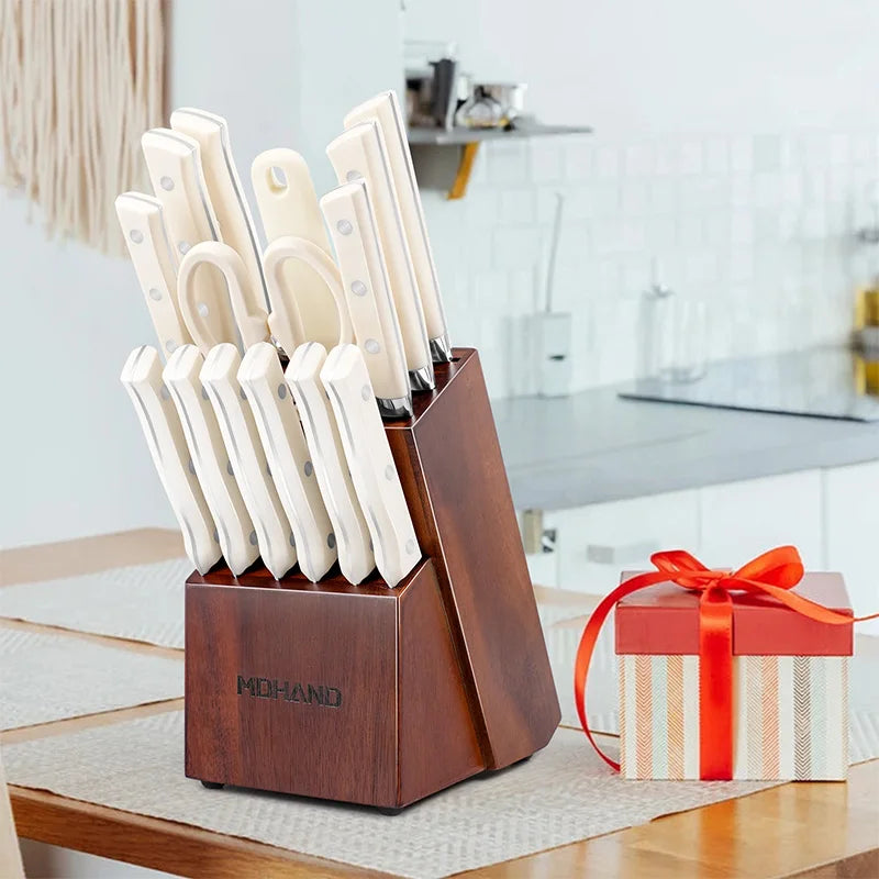 MDHAND Knife Block Set Stainless Steel Blades And Handles
