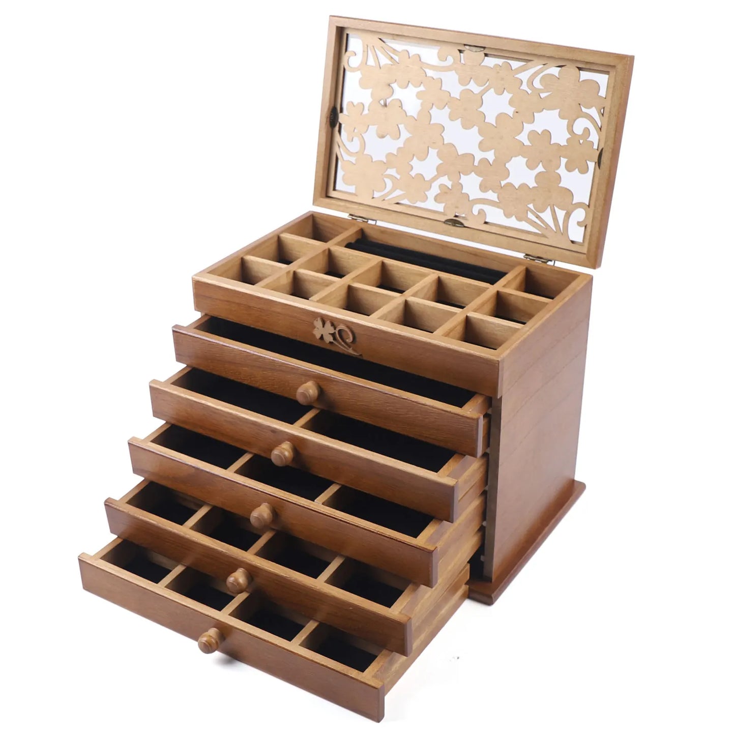 Sichuan Wooden Six Layer Jewelry Storage Box With Lid