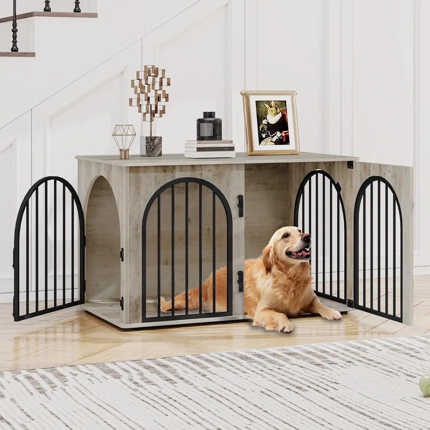 CN Sichuan Wooden Dog Crate TV Stand Kennel Anti Chew