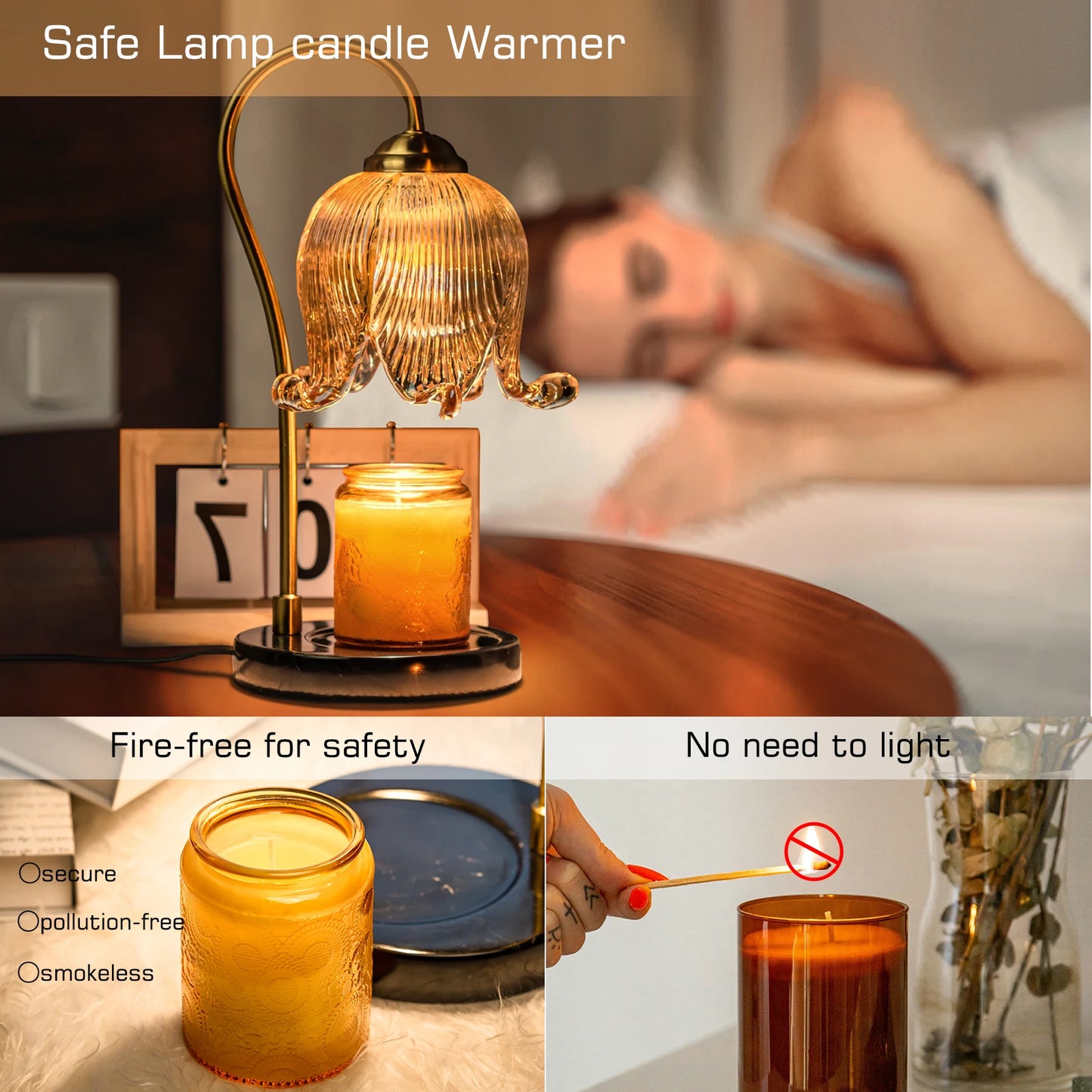 Tulip Flower Warm Candle Lamp French Retro Bedside Lamp