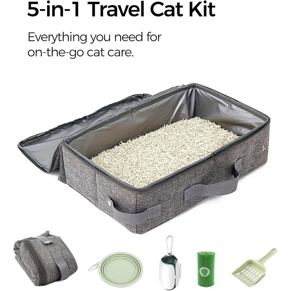 Feature Portable Cat Litter Box Folding Leak Proof Lid