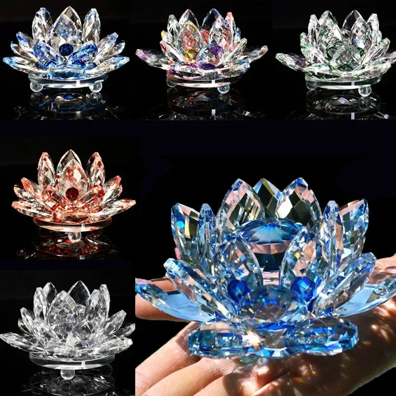 Hign-concerned Crystal Lotus Tealight Candle Holders Glass