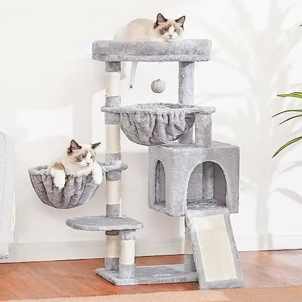 XMSJ Indoor Cat Tree Tower With Padded Bed And Hammocks