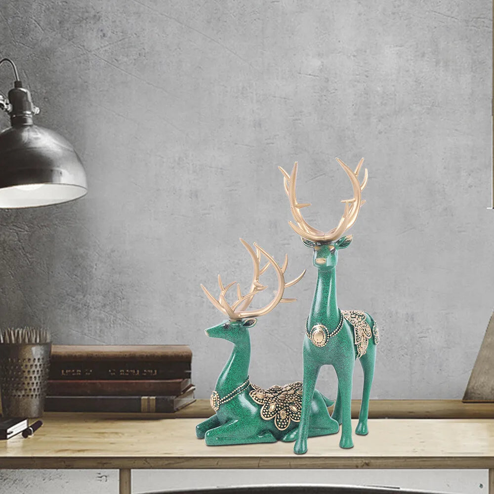 Hign Concerned Deer Tabletop Statue Figurine Reindeer Decor