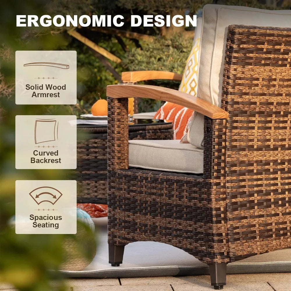 Angduo Outdoor 9 Piece Patio Furniture Set Half Moon