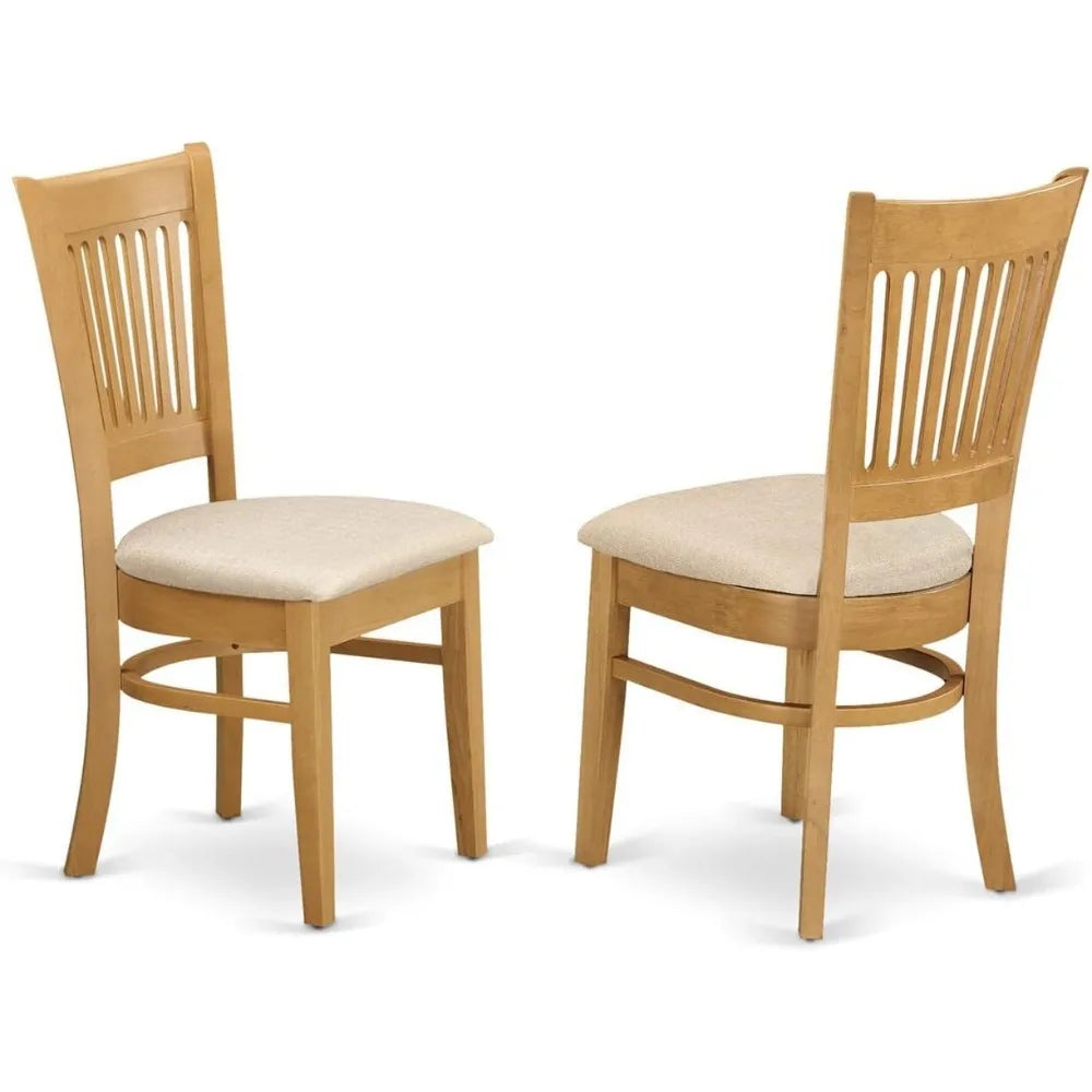 RBXC 5 Piece Kitchen Table Set Round Dropleaf Linen Chairs