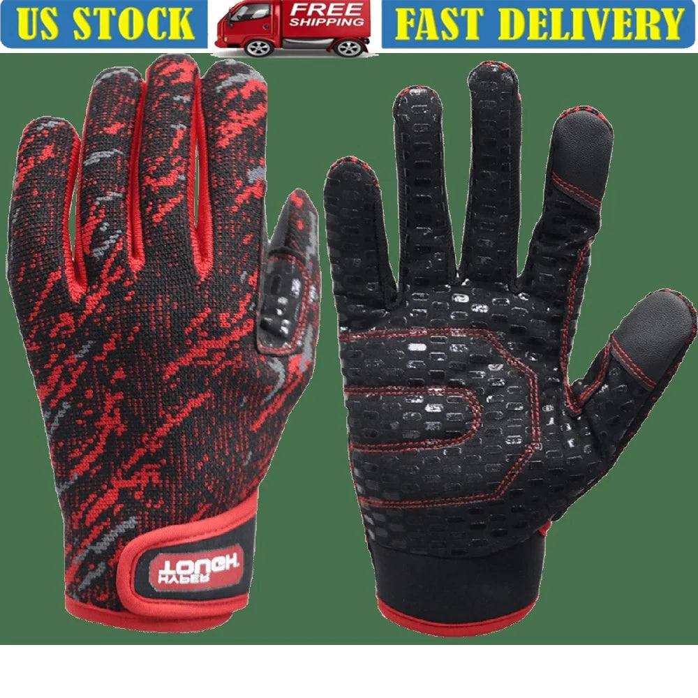 XMSJ Stretch Knit Work Gloves Non Slip Silicone Palm
